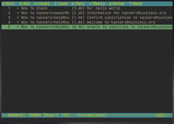 Index Screen